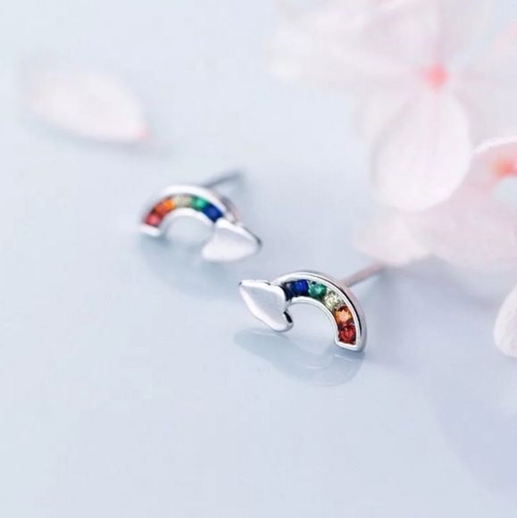 💞HP💞925S Earrings Cloud Zircon Rainbow - Picture 3 of 4